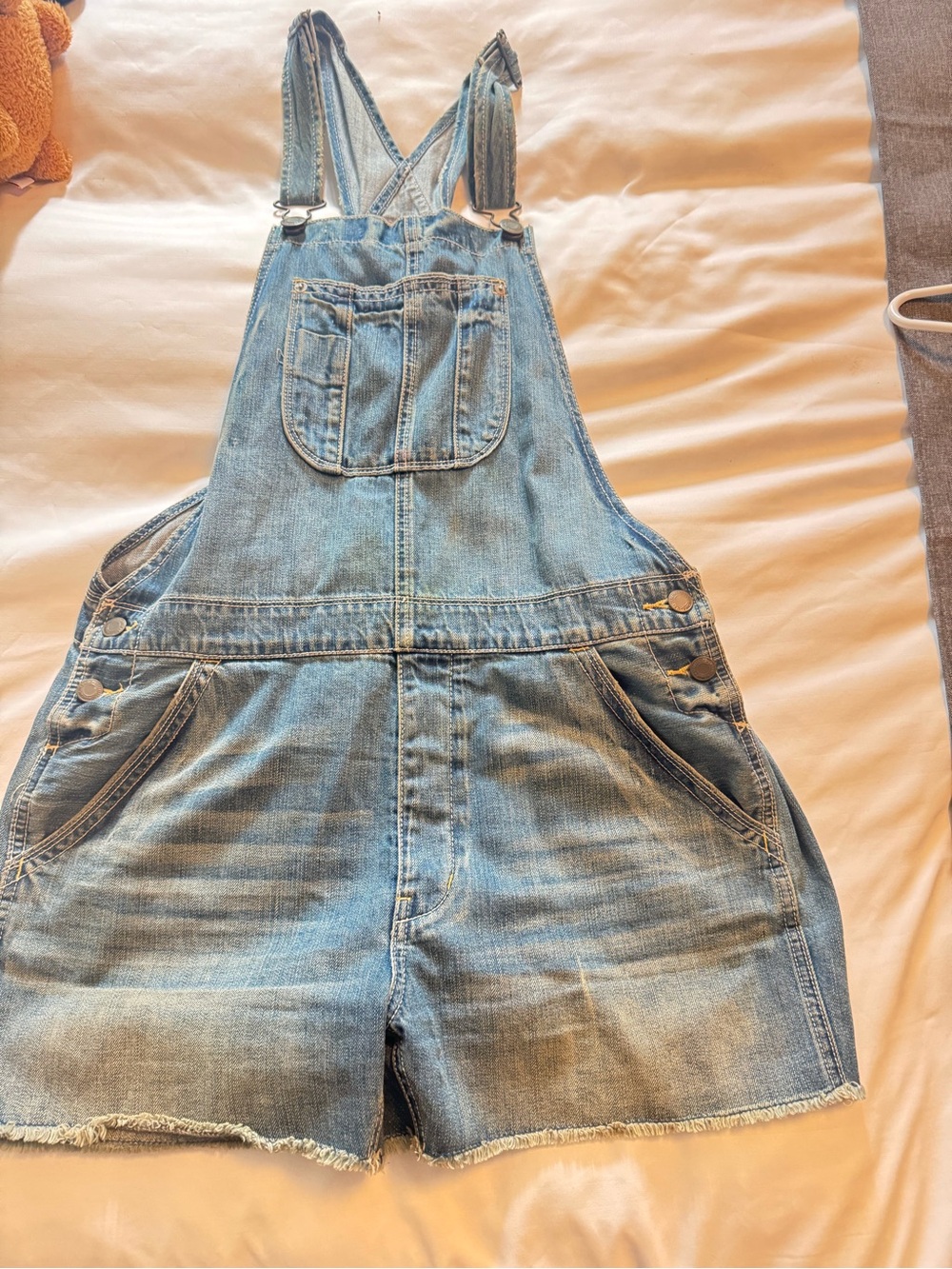 Light Wash Denim Short Overalls